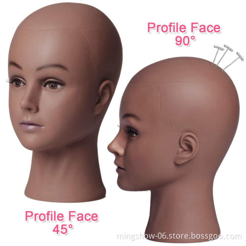 Cosmetology Training Bald Mannequin Head Stand Model for Wig Glasses Hat Display